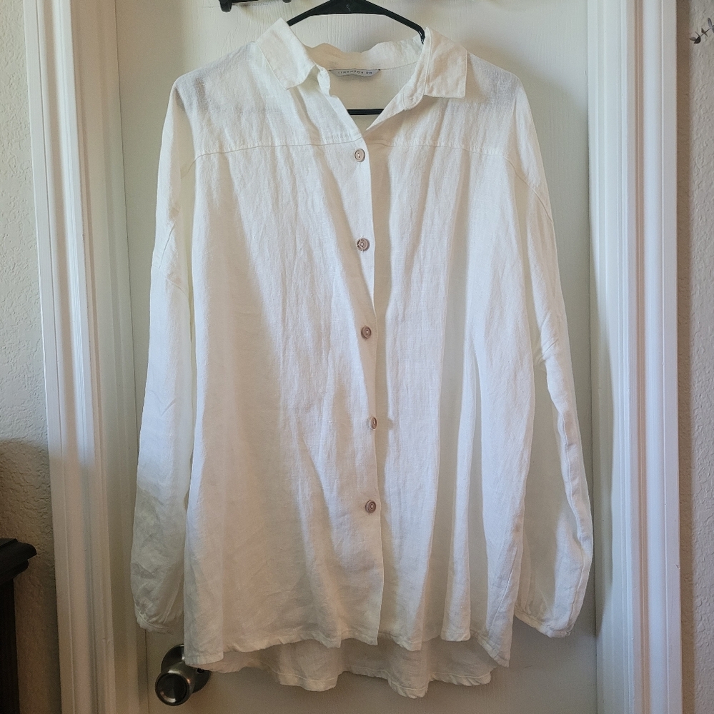 Linenfox White Button Blouse